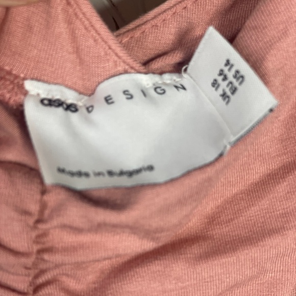 Asos Pink Ruched Stappy Dress Body Con 14 Spaghetti Strap NEW - Picture 2 of 6